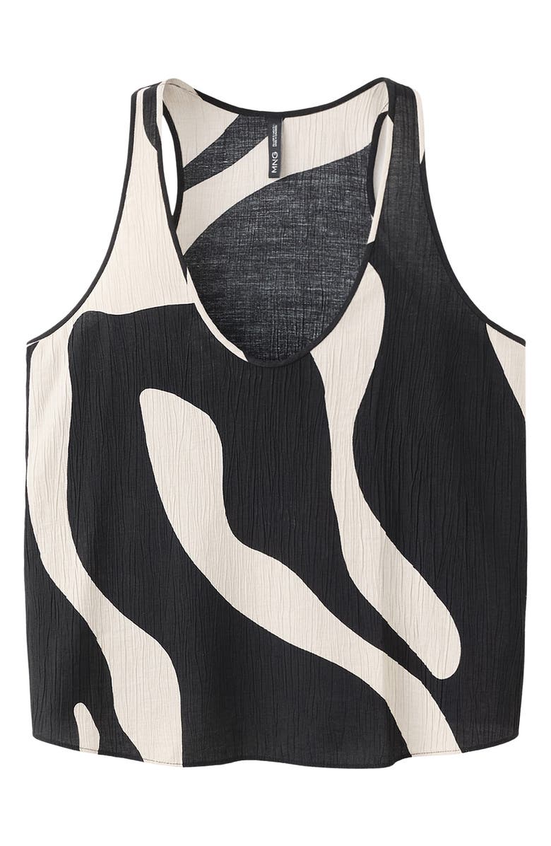 MANGO Print Sleeveless Crop Top, Alternate, color, Black