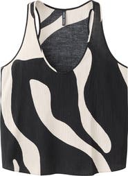 MANGO Print Sleeveless Crop Top