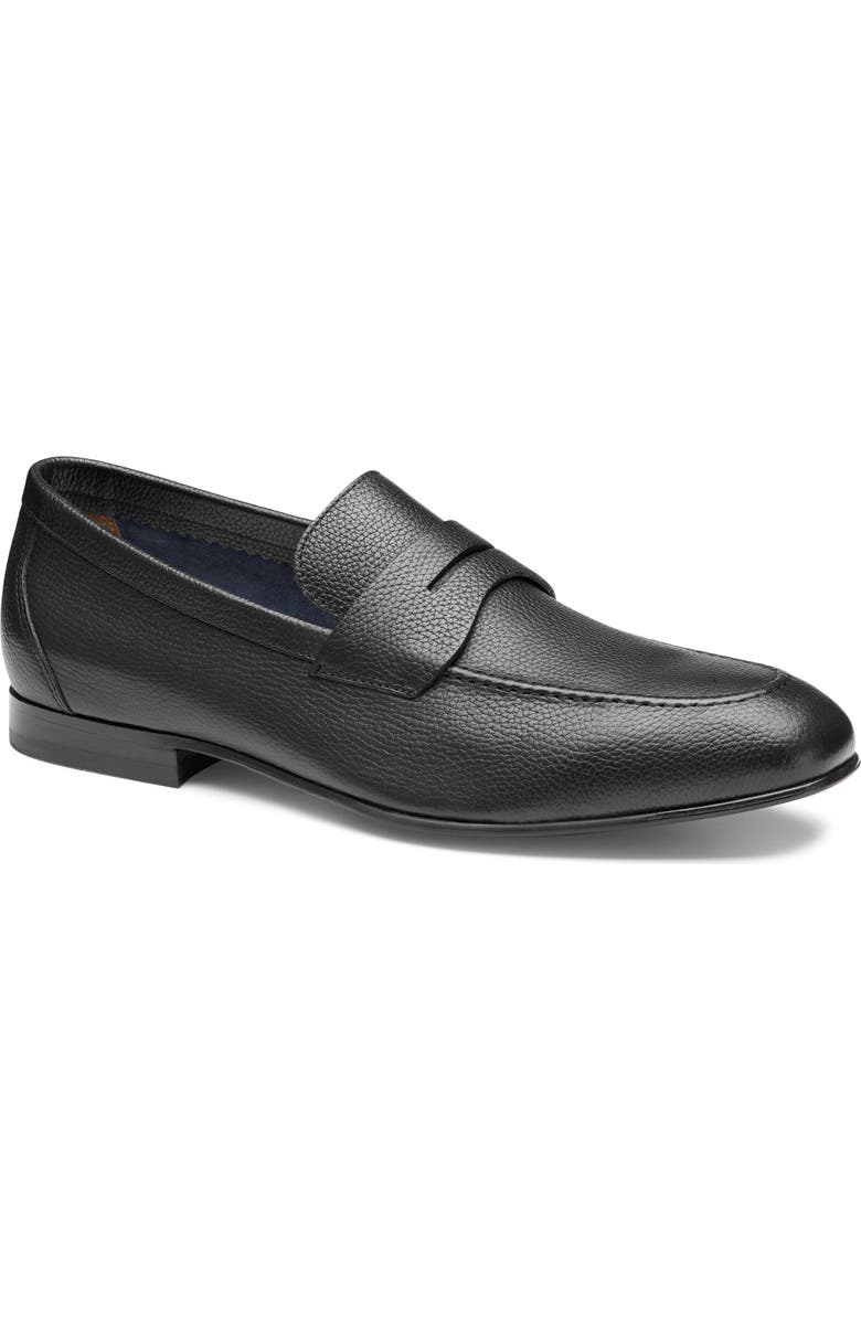 Johnston & Murphy Higgins Penny Loafer, Main, color, Black Full Grain