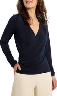 NIC+ZOE Collared Faux Wrap Top