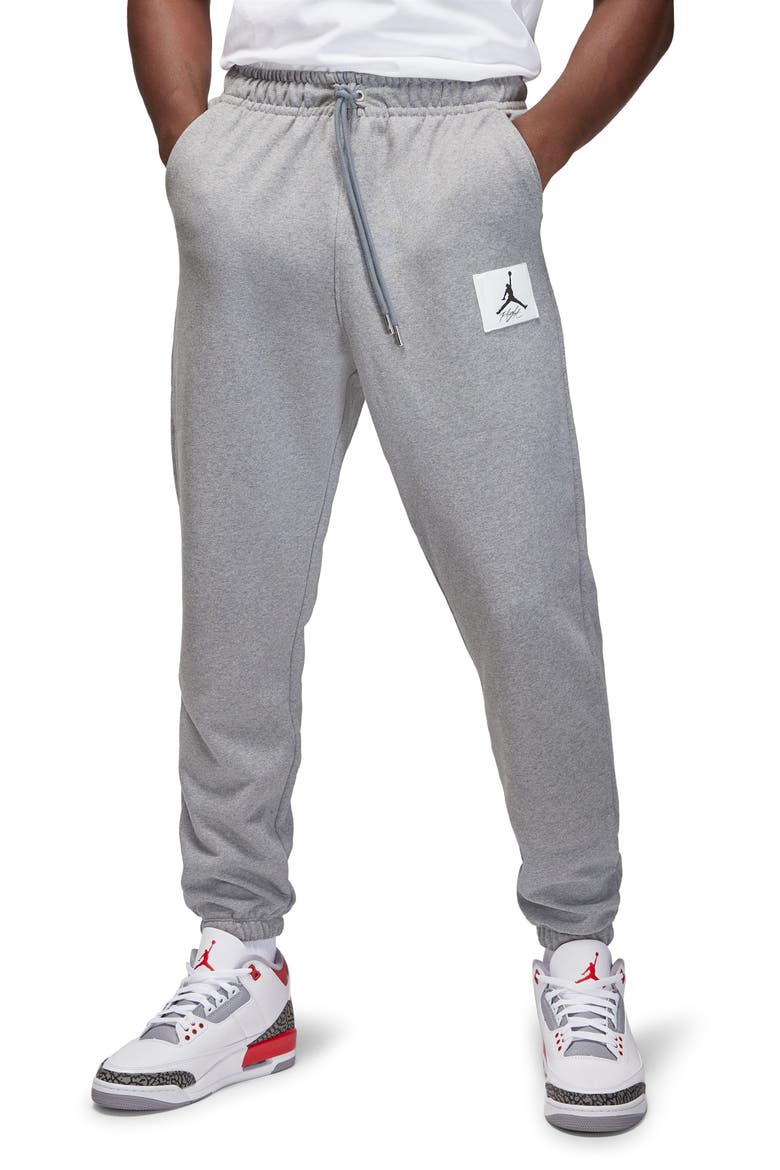 Essentials Statement Fleece Sweatpants, Main, color, CARBON HEATHER/ SAIL
