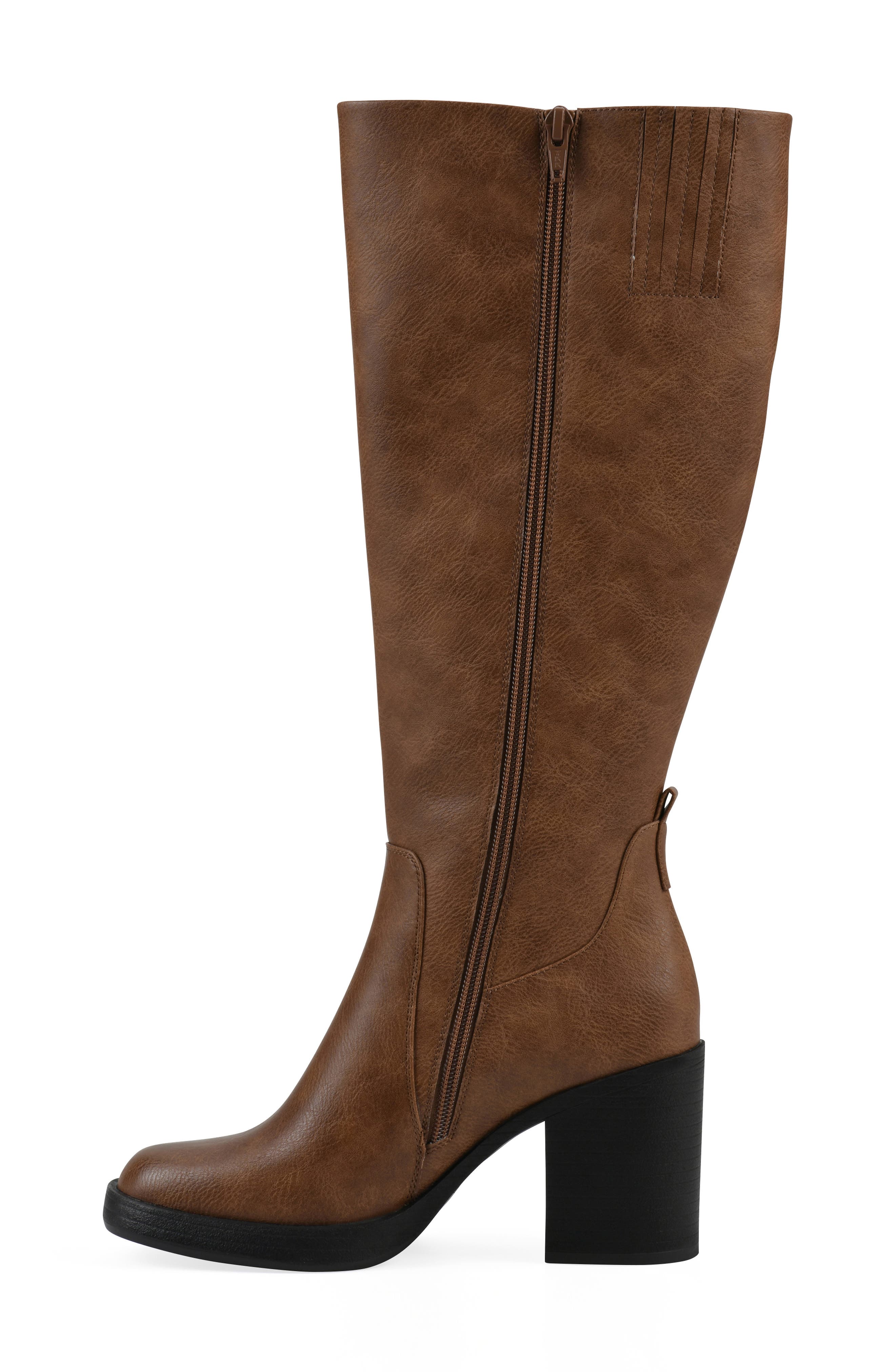 White Mountain Footwear Mackle Tall Shaft Block Heel Boot, Alternate, color, Dark Natural/ Smooth