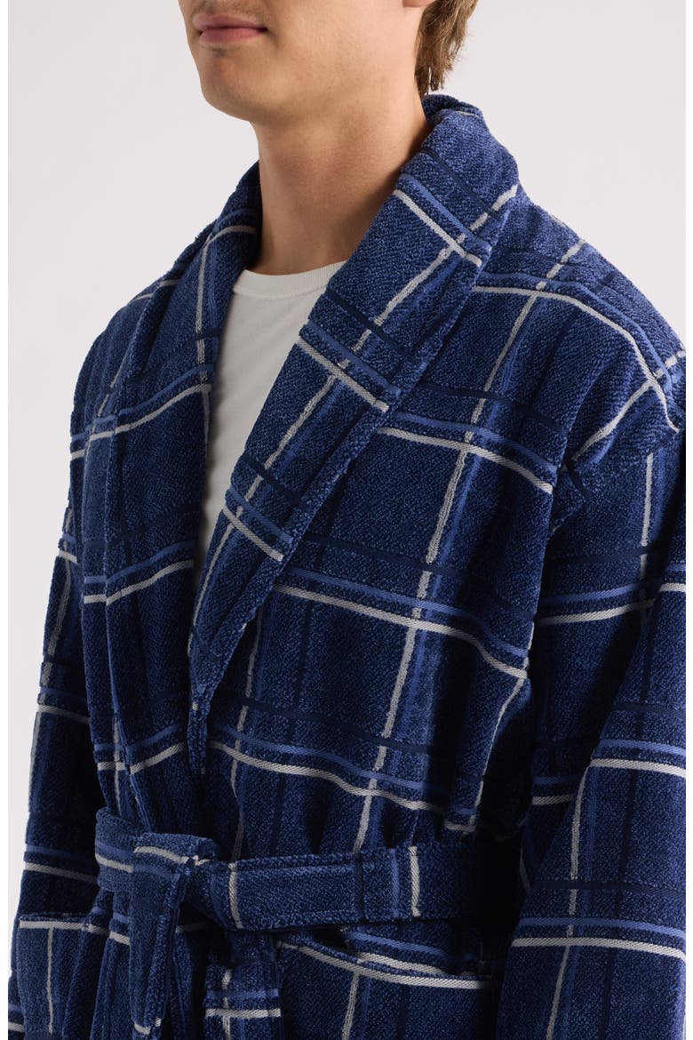 Out of Office Stripe Terry Velour Robe, Alternate, color, MIDNIGHT
