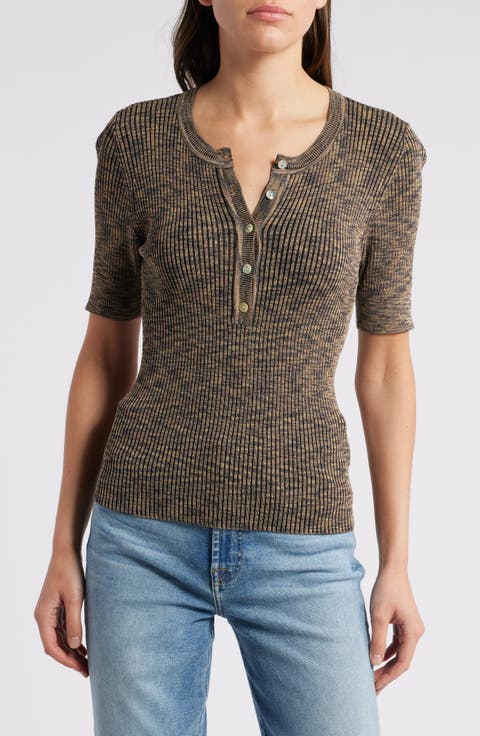 Toni Space Dye Henley Sweater