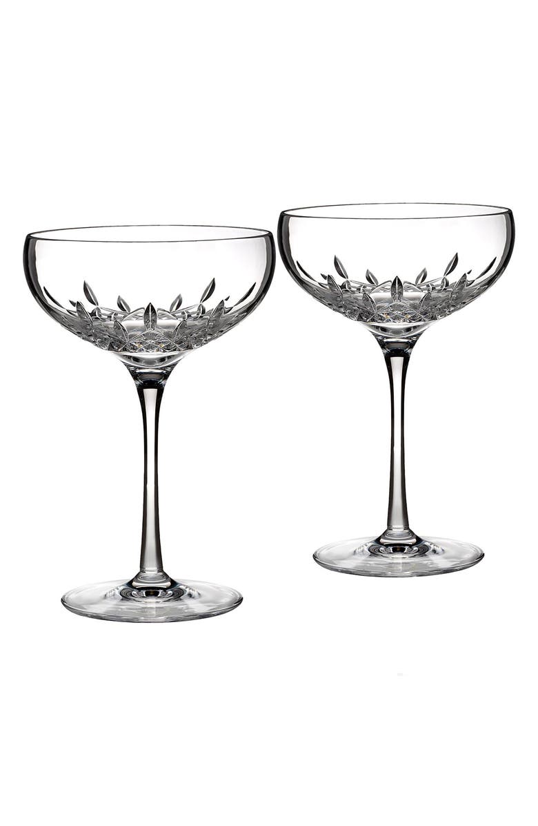 Waterford Lismore Essence Set of 2 Lead Crystal Champagne Saucers, Alternate, color, Clear