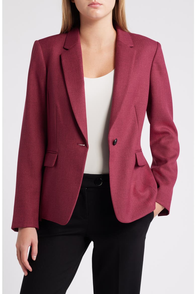 Herringbone One-Button Blazer, Main, color, MULBERRY
