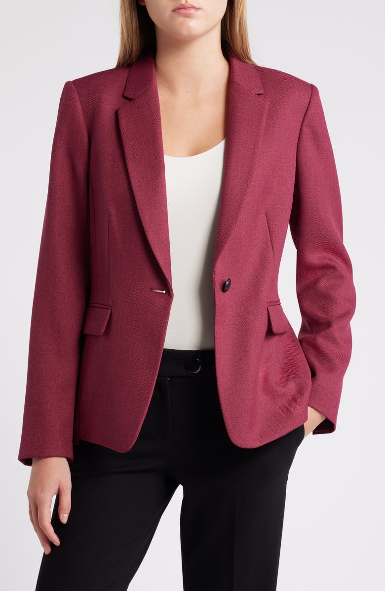 Tahari ASL Herringbone One-Button Blazer, Main, color, 