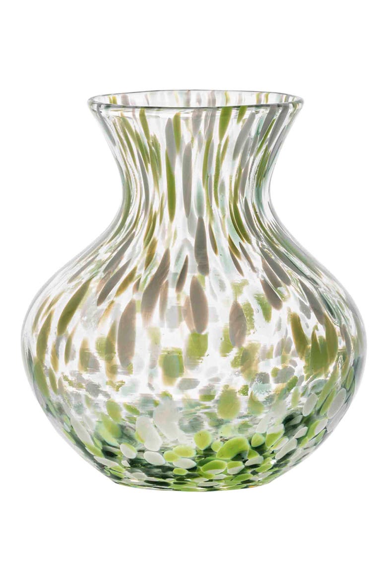 Puro 6-Inch Tortoiseshell Pattern Glass Vase, Main, color, GREEN