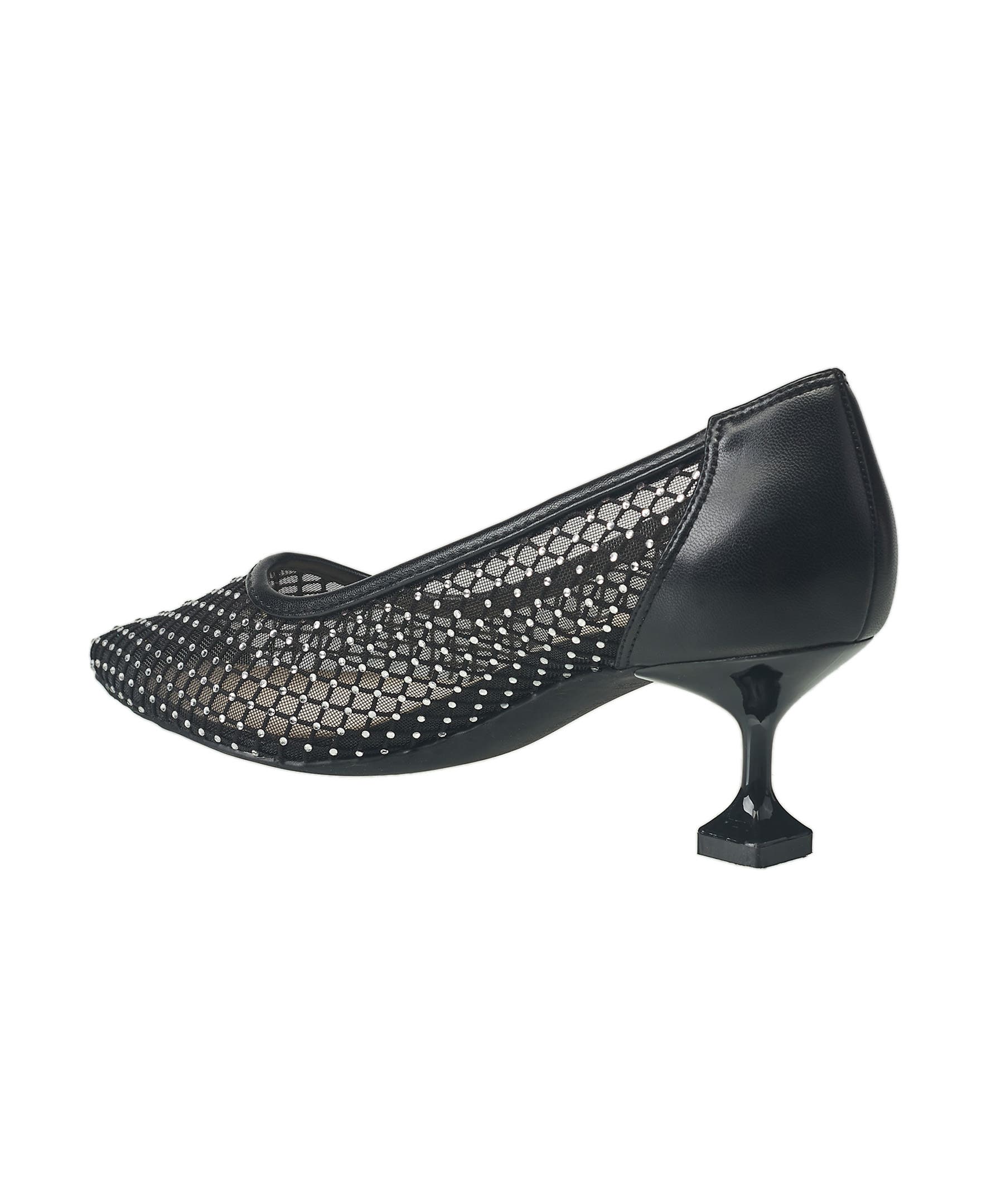 French Connection Elise Mesh And Stone Heel, Alternate, color, Black