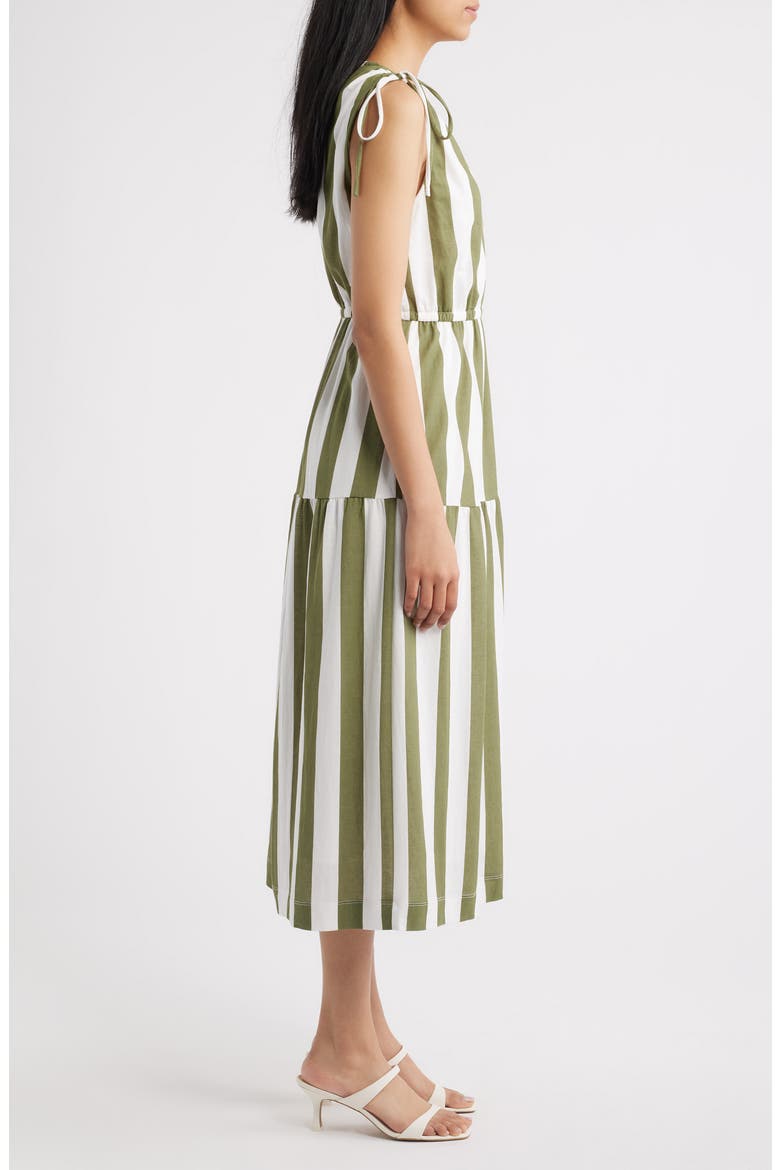 Stripe Sleeveless Midi Dress, Alternate, color, SPHAGNUM/ IVORY STRIPE