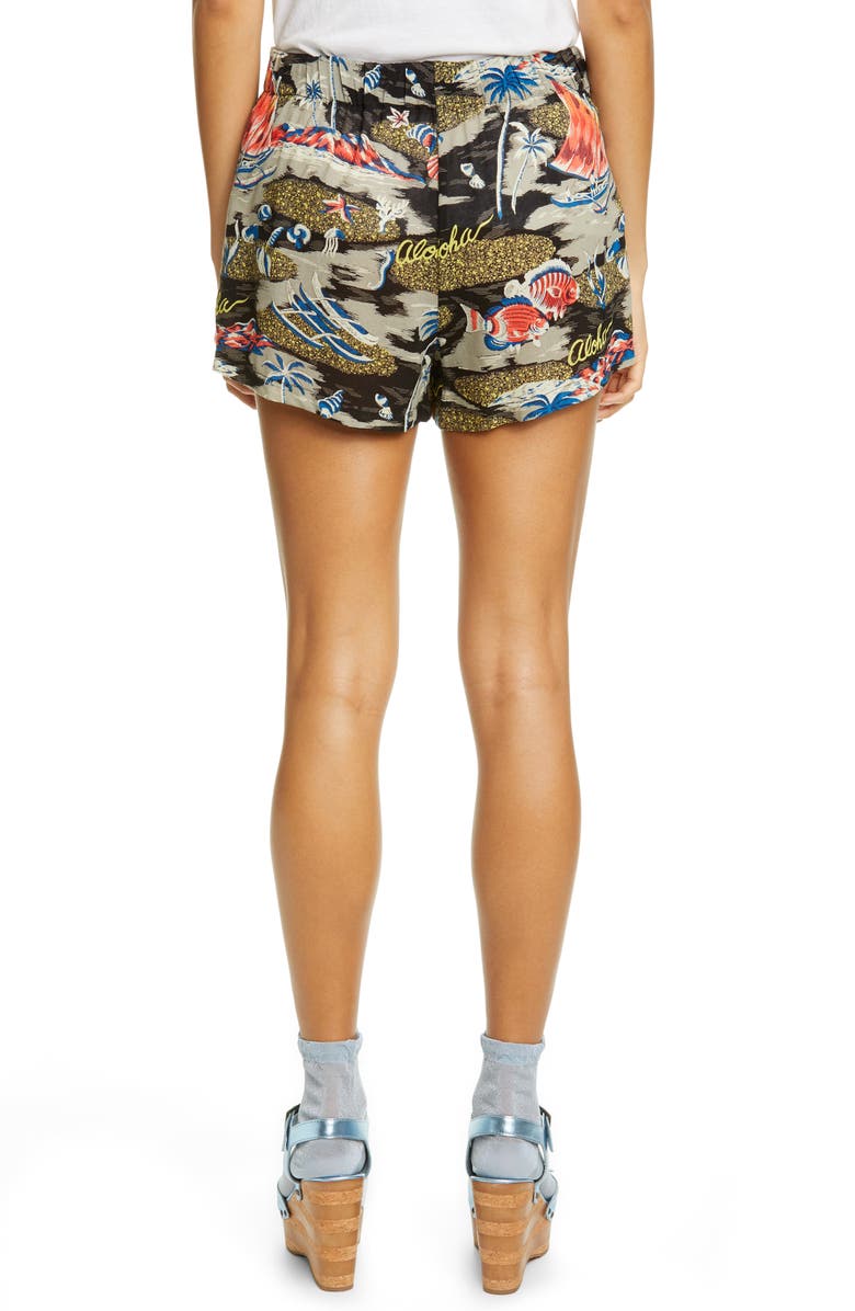 Anna Sui Aloha Print Shorts, Alternate, color, 