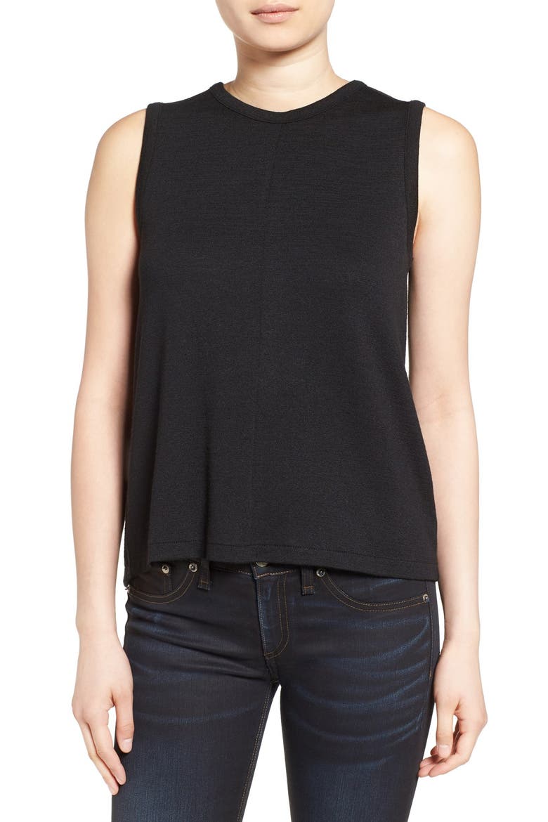 'Nicole' Split Back Tank, Alternate, color, BLACK