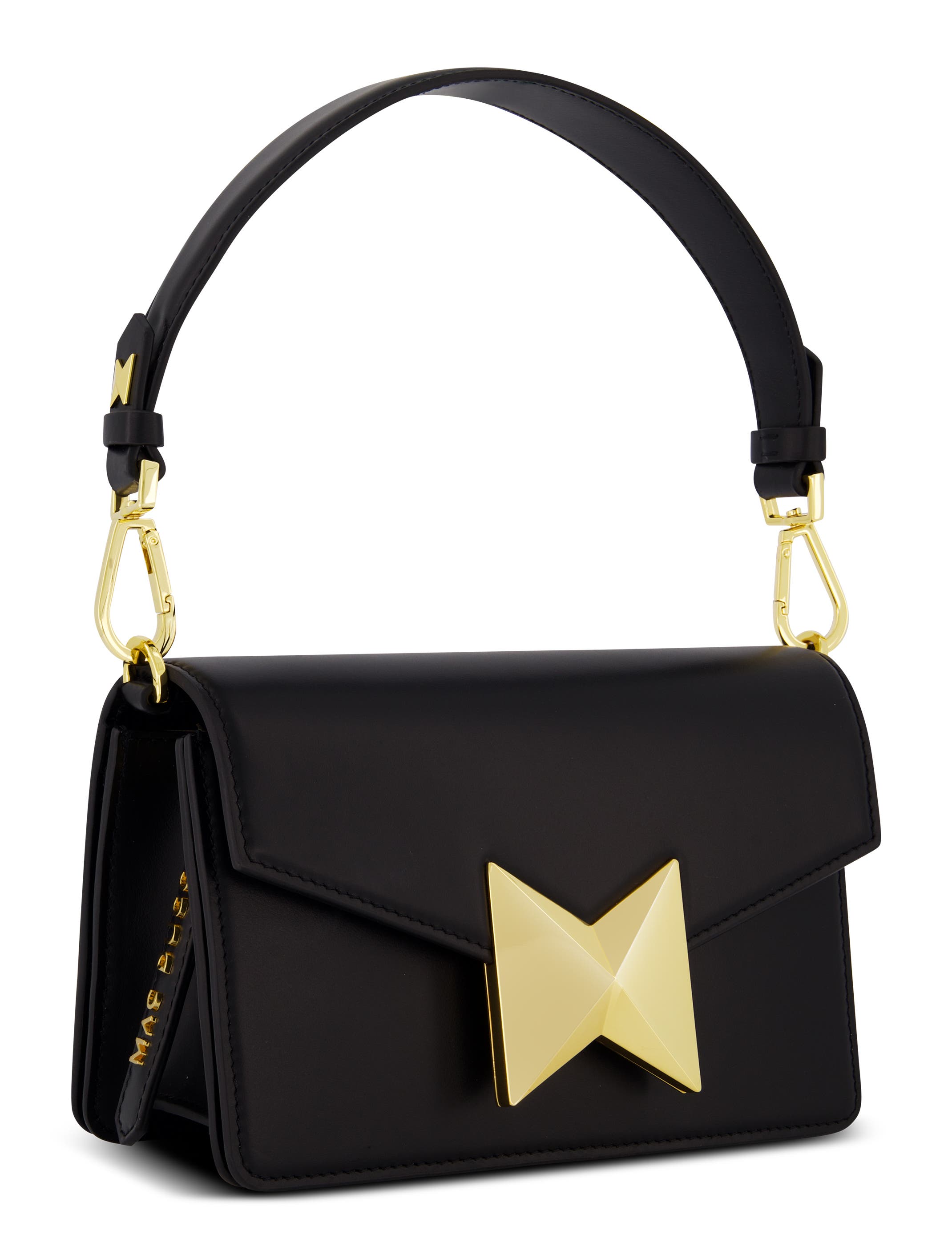 Mac Duggal Classic Leather Gold Plated Hardware Shoulder Bag, Alternate, color, Black