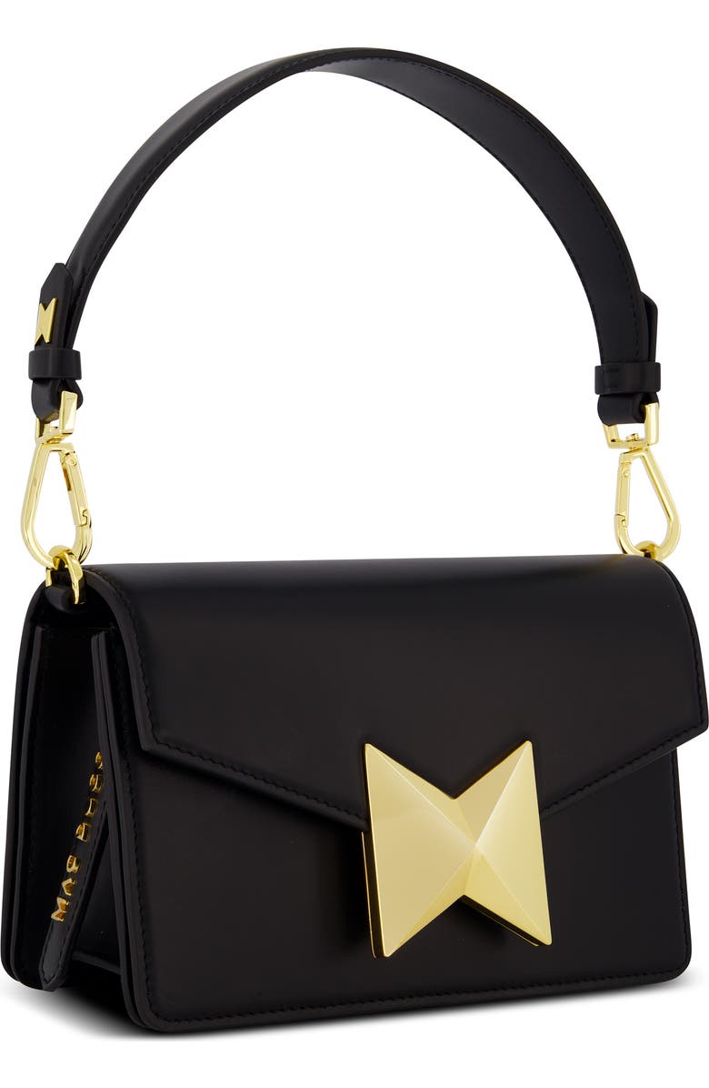 Mac Duggal Classic Leather Gold Plated Hardware Shoulder Bag, Alternate, color, Black