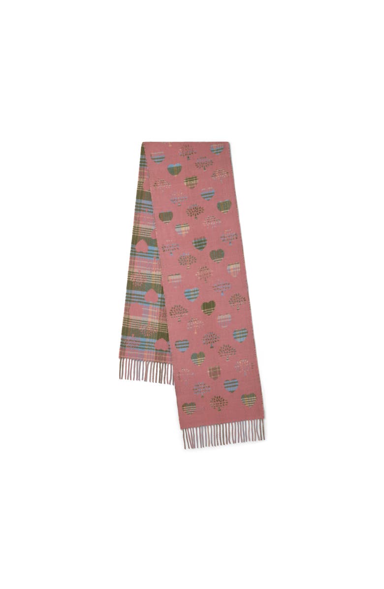 Mulberry Heritage Check & Heart Scarf, Alternate, color, Moss-Pink Scrumpy