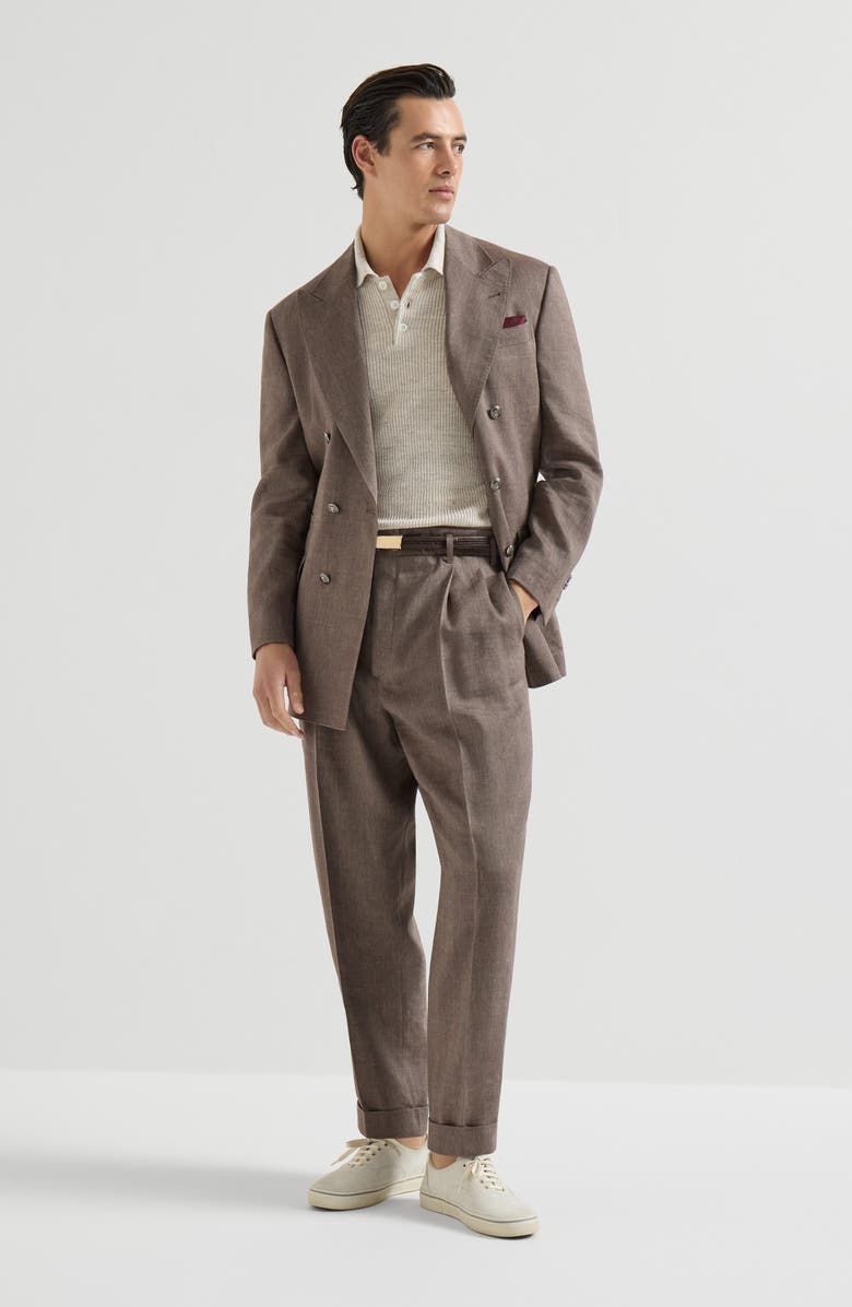 Brunello Cucinelli Half English rib knit polo, Alternate, color, Yuta