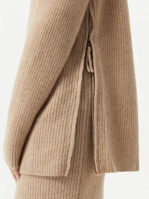Gobi Mongolian Cashmere Cashmere Sweater With Side Zipper In Warm Grey