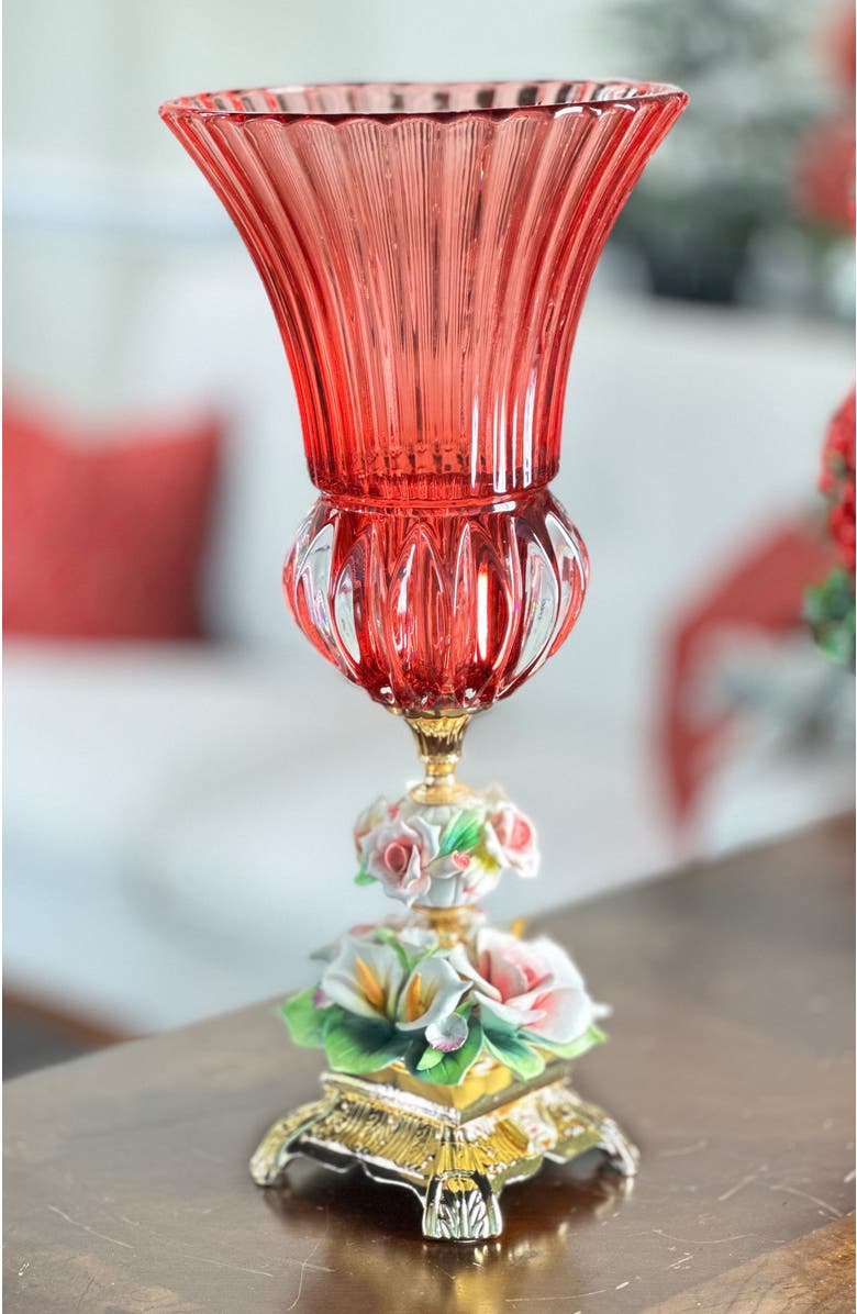 Mark Roberts Classic Pedestal Rose Vase, Alternate, color, Ruby