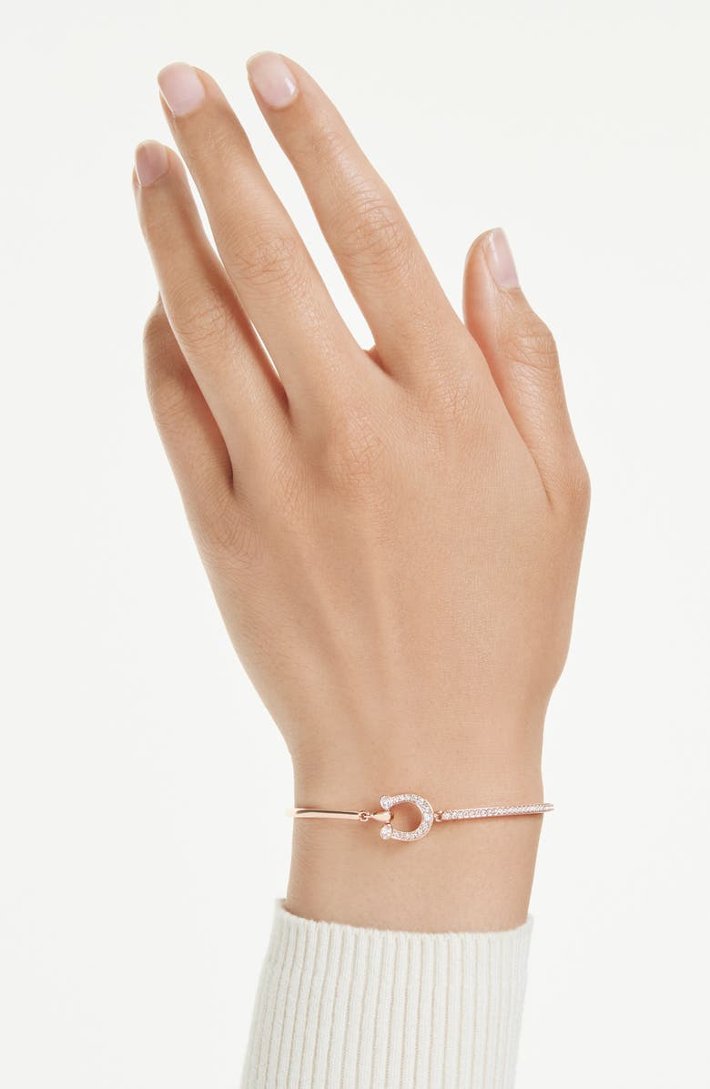 Swarovski Symbolica Horseshoe Bangle Bracelet, Alternate, color, Rose Gold