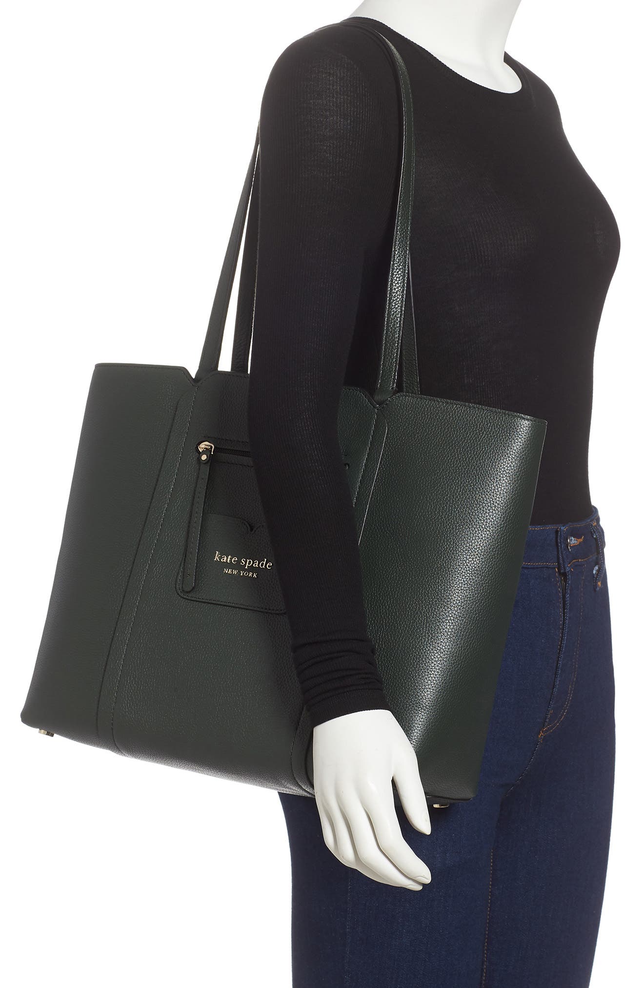 large florence leather tote, Alternate, color, DEEP EVERGREEN