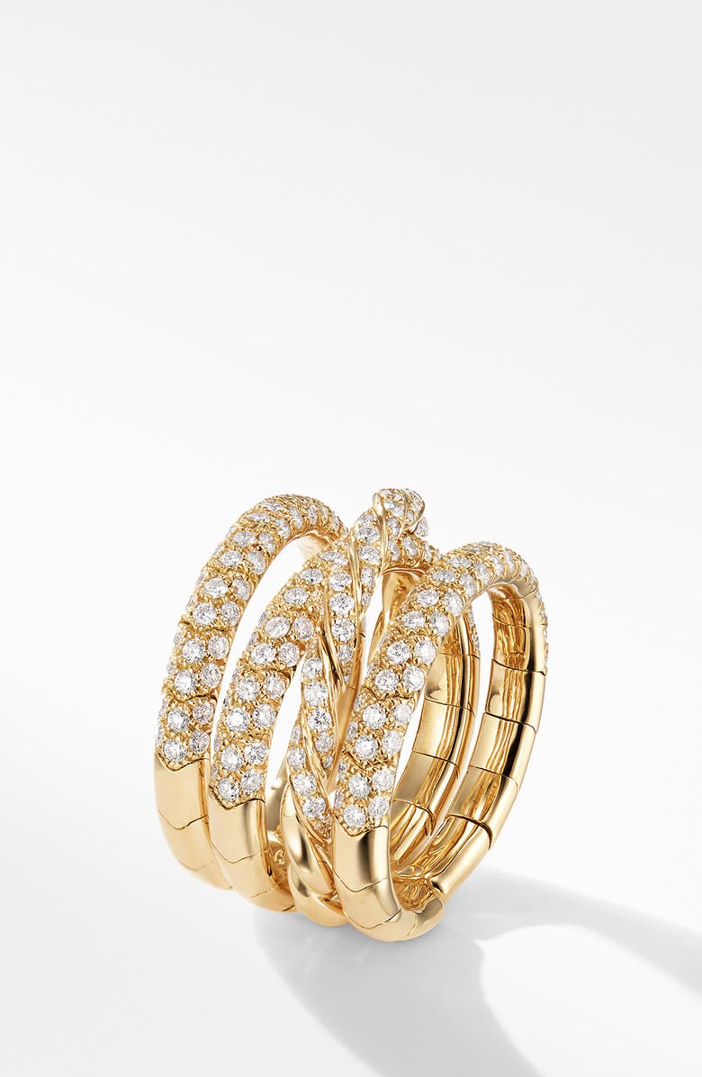 David Yurman Paveflex 4-Row 18K Yellow Gold Ring with Diamonds, Alternate, color, Yellow Gold/ Diamond