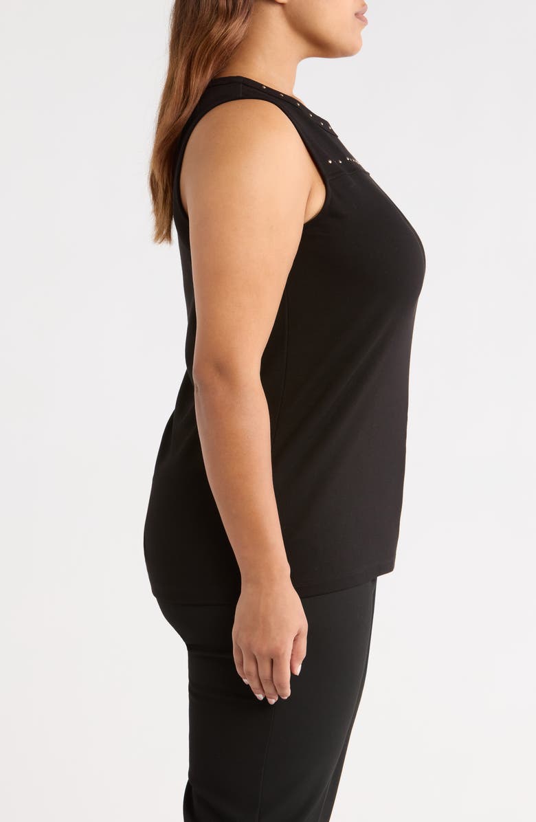 Anne Klein Studded Sleeveless Top, Alternate, color, Anne Black