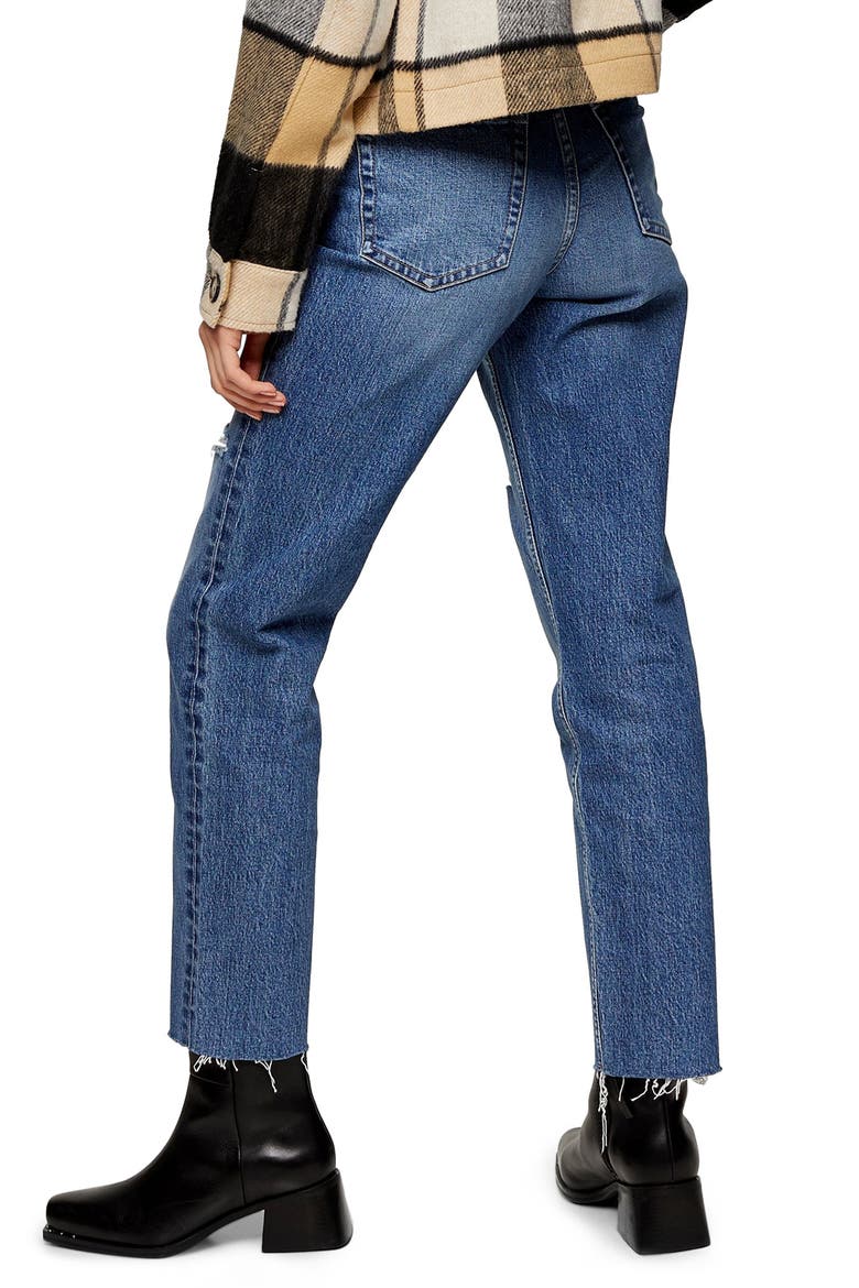 Sofia Ripped Straight Leg Jeans, Alternate, color, MID STONE