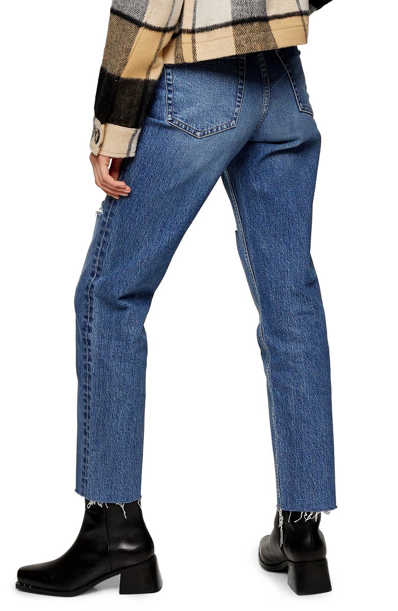 Topshop Sofia Ripped Straight Leg Jeans, Alternate, color, 