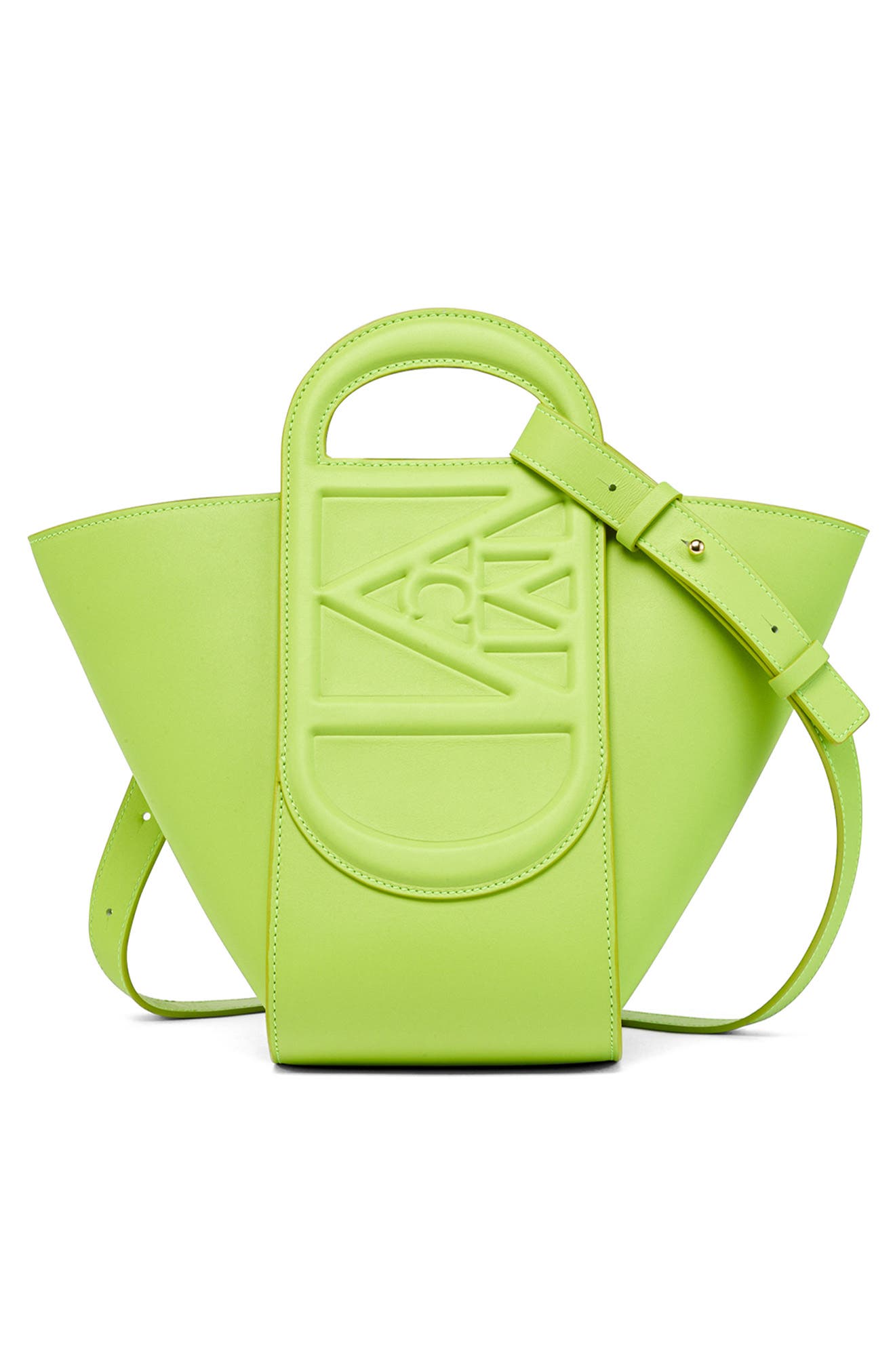 MCM Mini Mode Travia Leather Tote, Alternate, color, Acid Lime