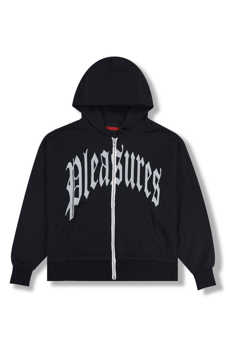 PLEASURES Twitch Graphic Waffle Knit Zip Hoodie, Alternate, color,