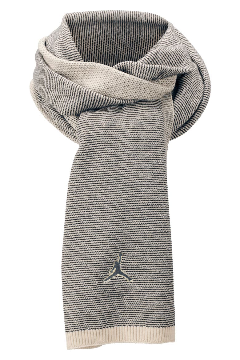 Airy Knit Scarf, Main, color, LIGHT OREWOOD BROWN/ OFF NOIR
