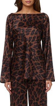 Naked Wardrobe Stretch Silk Long Sleeve Top