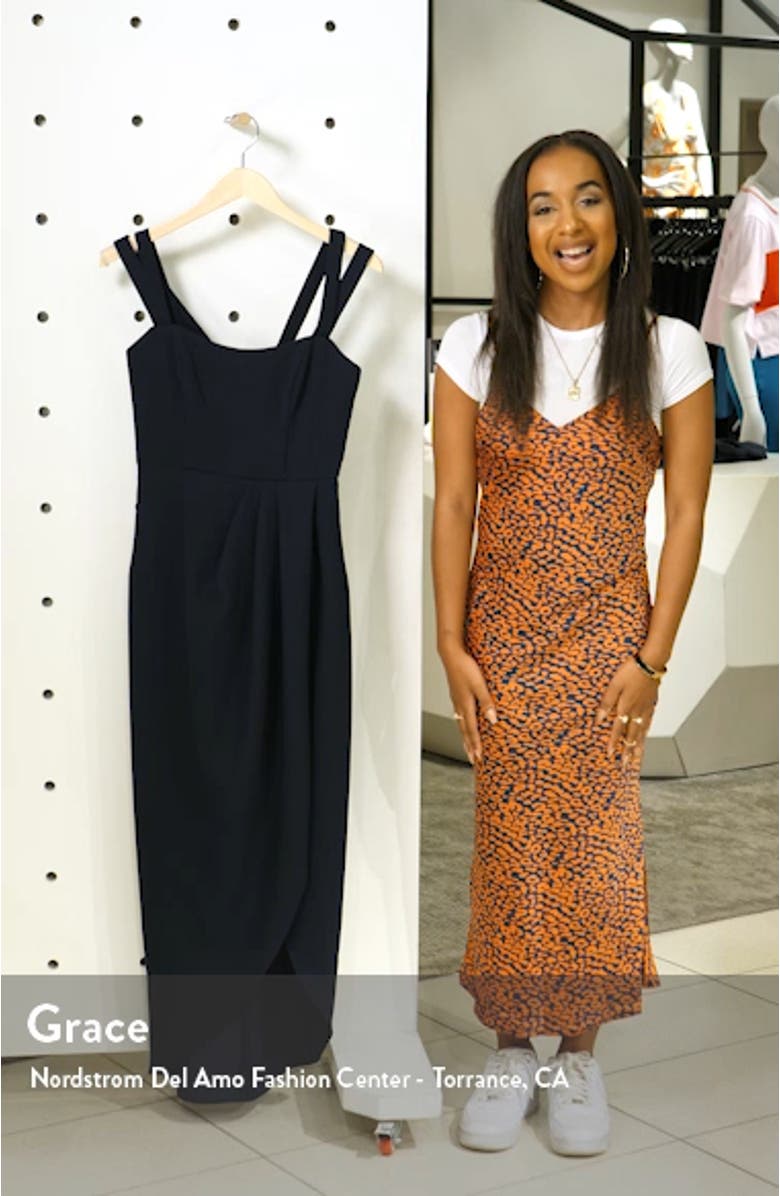 Xscape Side Ruched Double Strap Crepe Gown, sales video thumbnail