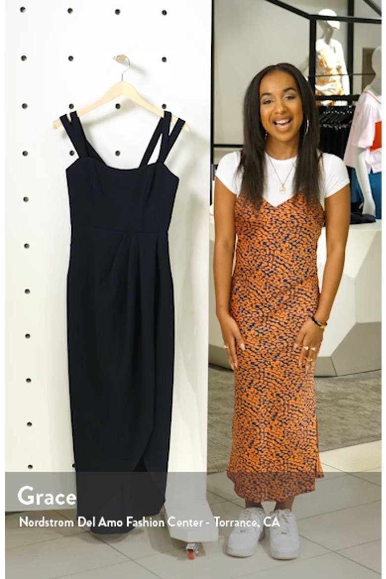 Xscape Side Ruched Double Strap Crepe Gown video