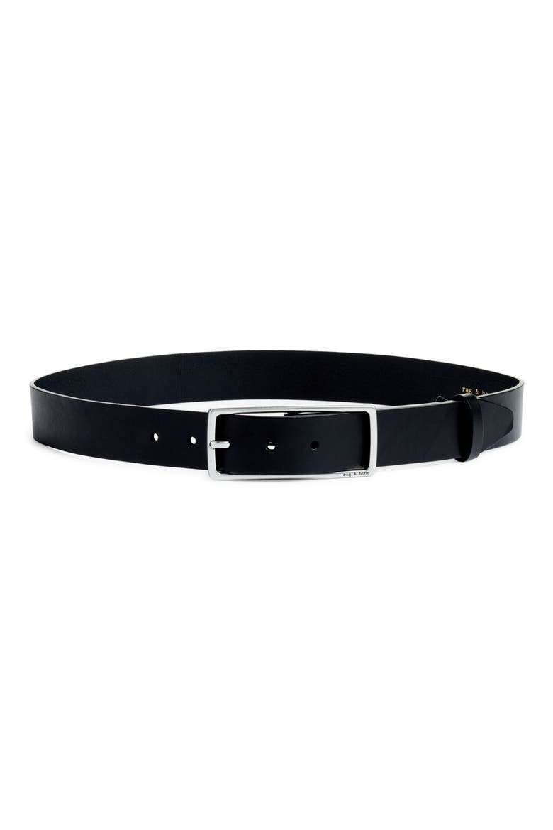 Rebound Leather Belt, Main, color, BLK/ SILVER