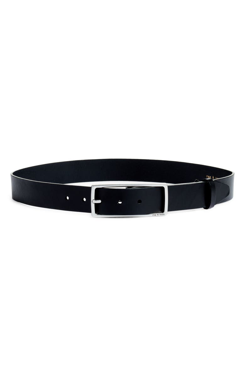 rag & bone Rebound Leather Belt, Main, color, Blk/ Silver