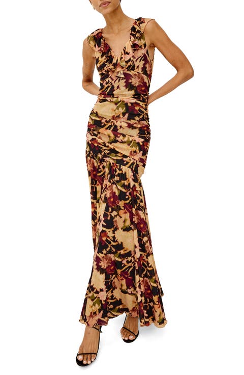Veda Ruffle V-Neck Maxi Dress