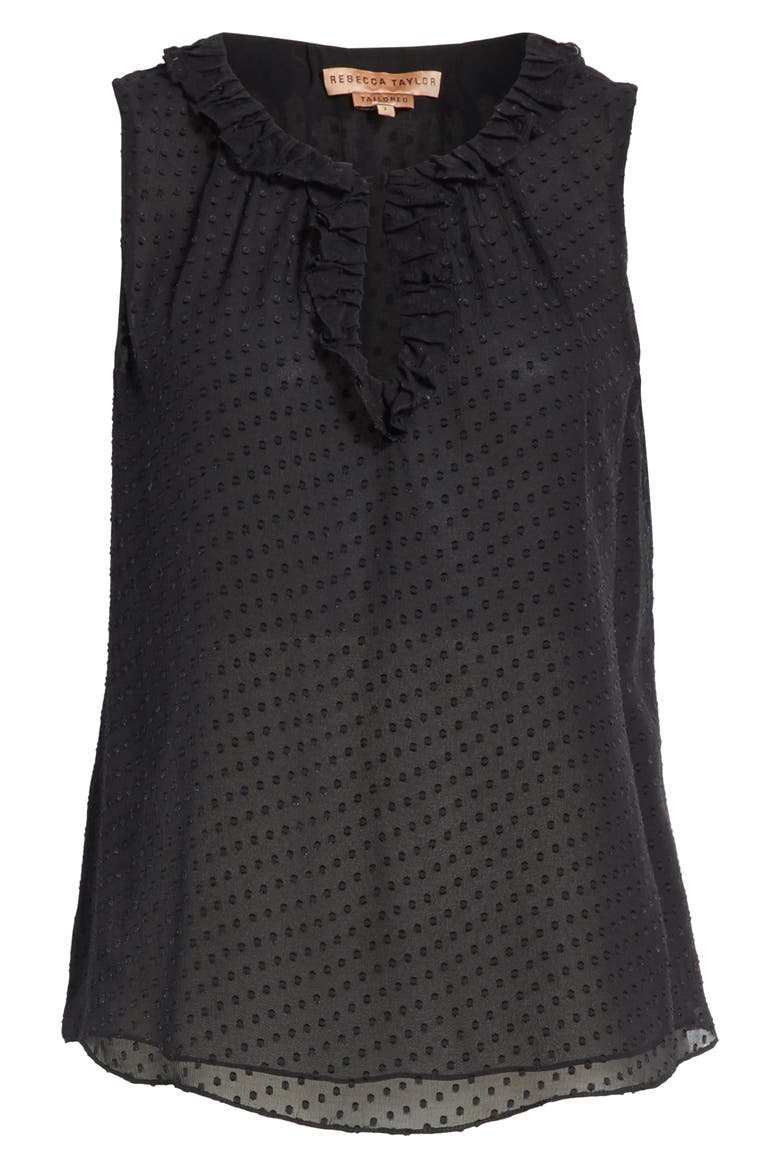 Clip Dot Sleeveless Silk Blend Blouse, Alternate, color, BLACK