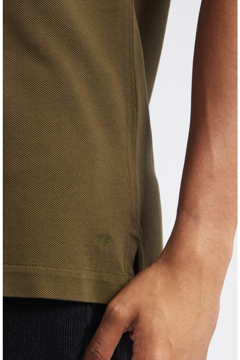 Tipped Lyocell & Cotton Piqué Polo, Alternate, color, GNZ OLIVE GREEN/ BLACK