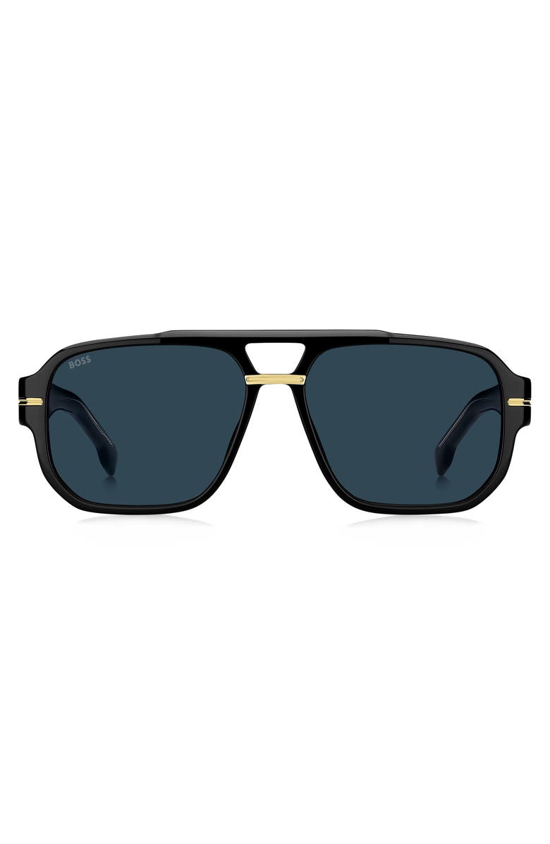 BOSS 57mm Rectangular Sunglasses, Main, color, 