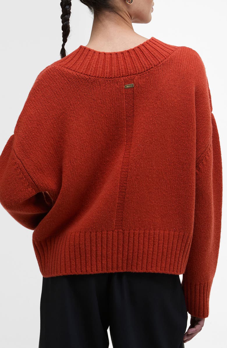 Barbour Antonia Merino Wool V-Neck Sweater, Alternate, color, Burnt Orange
