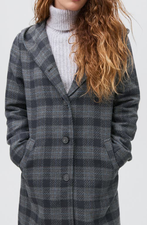 Mango Teen Plaid Hooded Coat In Gray