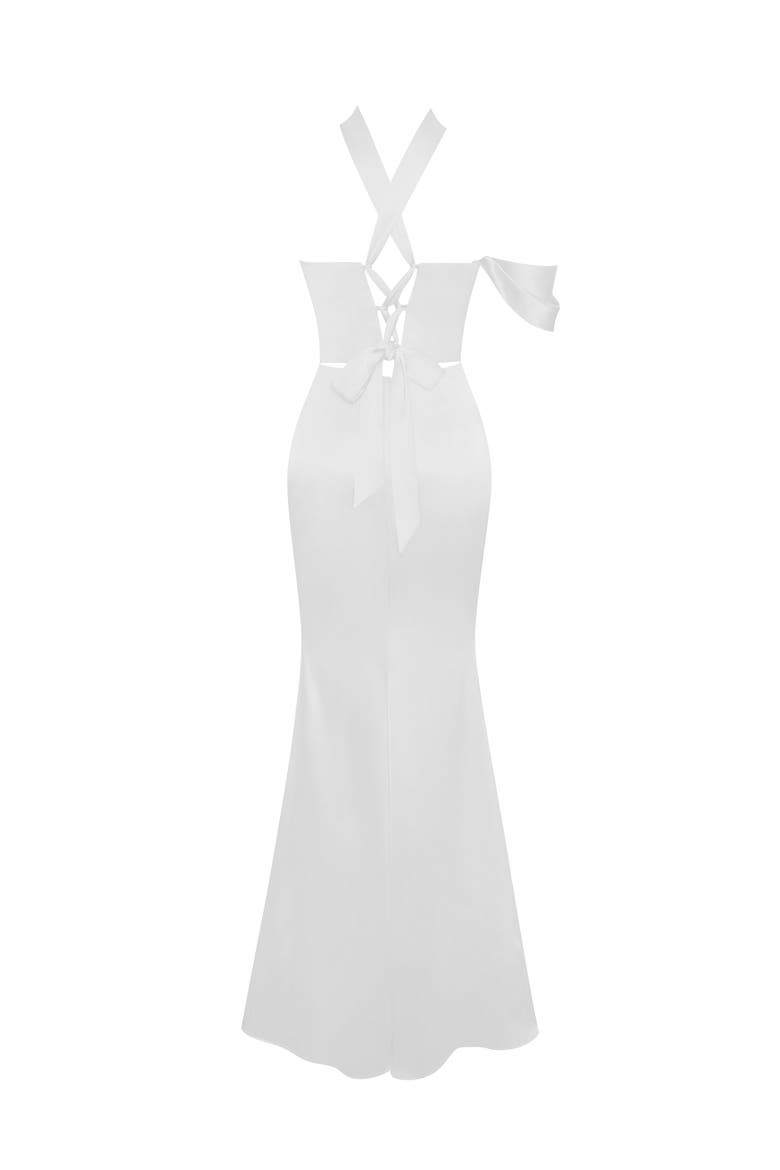 Ivona Halter Neck Satin Maxi Floor-Length Gown, Alternate, color, White