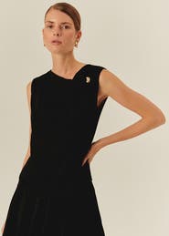 Exquise Stephanie Asymmetric Neckline Sleeveless Blouse