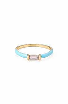 House of Frosted Baguette Cut Topaz Enamel Ring
