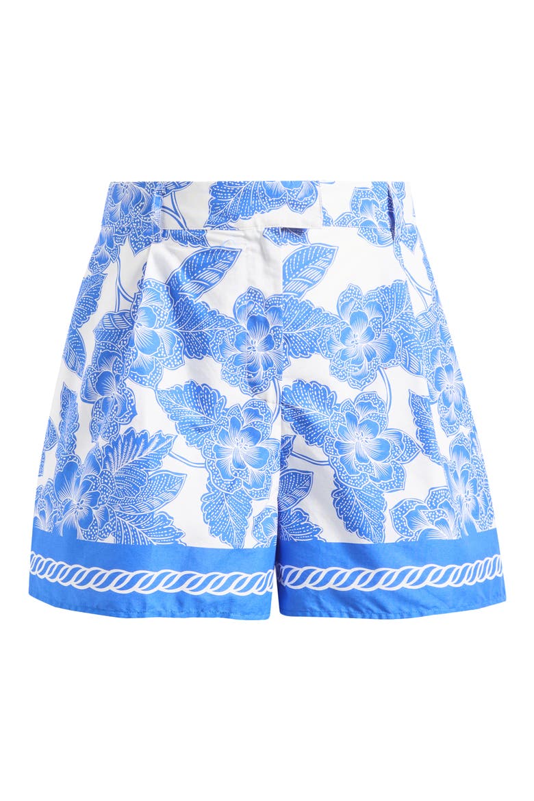 Rency Floral Arvery Pleated Shorts, Main, color, WHITE BLUES