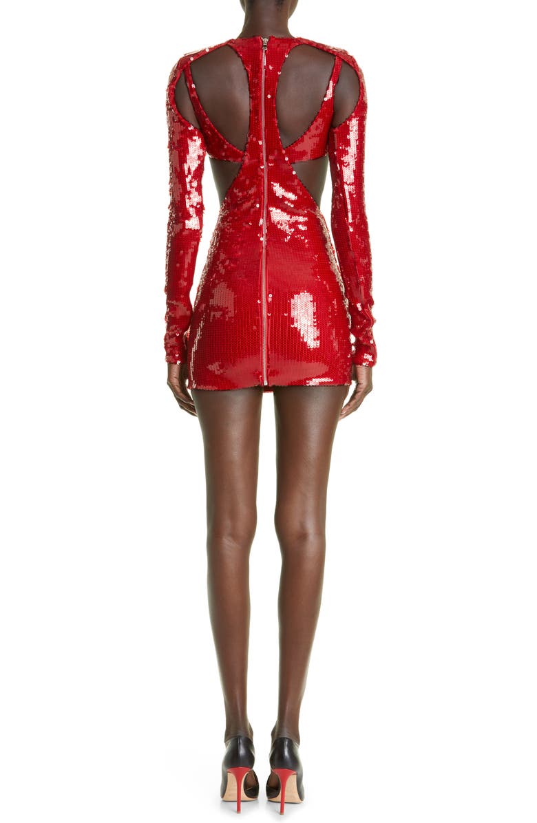 LaQuan Smith Sequin Bralette Detail Cutout Minidress, Alternate, color, 