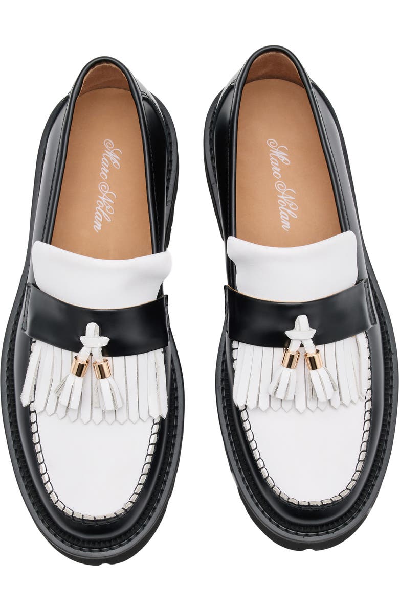 MARC NOLAN Journey Kiltie Fringe Loafer, Alternate, color, Black/ White