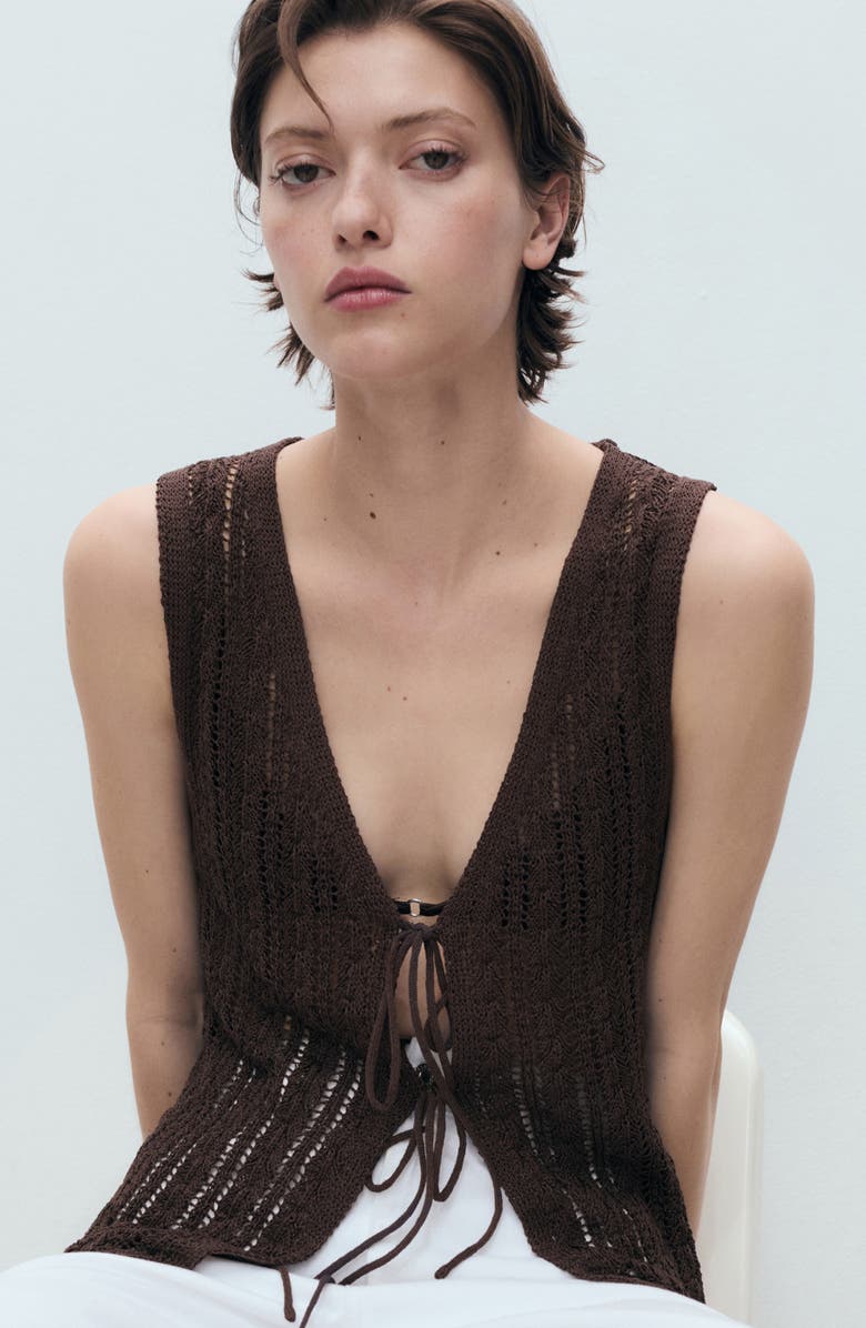 MANGO Open Stitch Sweater Vest, Alternate, color, 