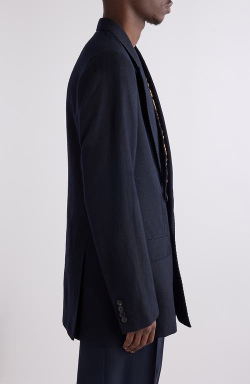 Dries Van Noten Barton Embellished Wool-blend Blazer In Navy